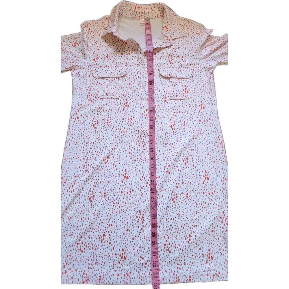 Persifor Shirt Dress M White Red Speckled Print Collared Button Front Pockets US - Picture 10 of 10